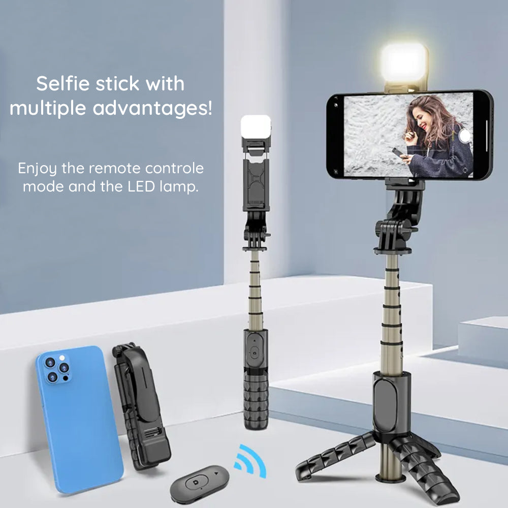 Selfie Stick Bluetooth Techsuit Q10s, Universal, Sort