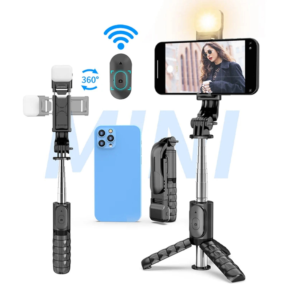 Selfie Stick Bluetooth Techsuit Q11s, Universal, Sort