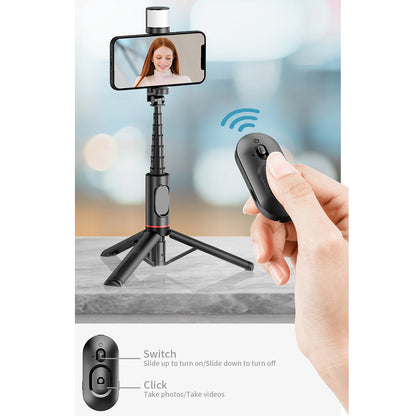 Selfie Stick Bluetooth Techsuit Q12S, Universal, Sort