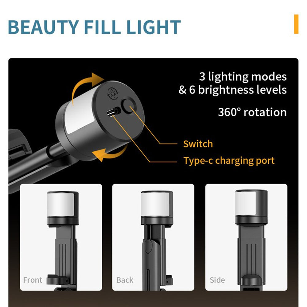 Selfie Stick Bluetooth Techsuit Q12S, Universal, Sort