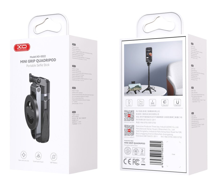 Selfie Stick Bluetooth XO Design SS22, Universal, Sort