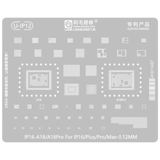 BGA-maske Amaoe U-IP12 til Apple iPhone 16-serien, CPU / Baseband / IC