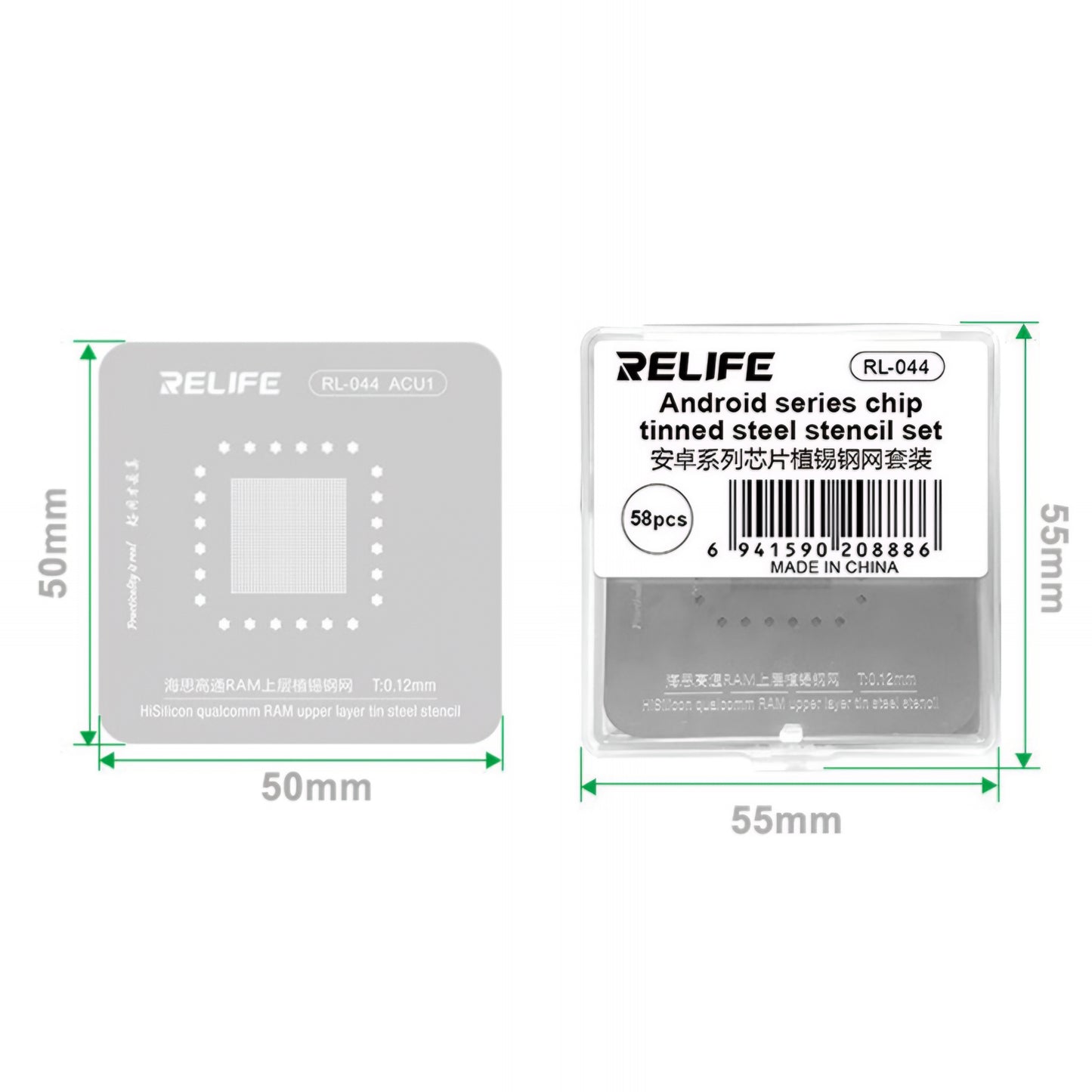 BGA-skabelon Relife RL-044 til Android CPU