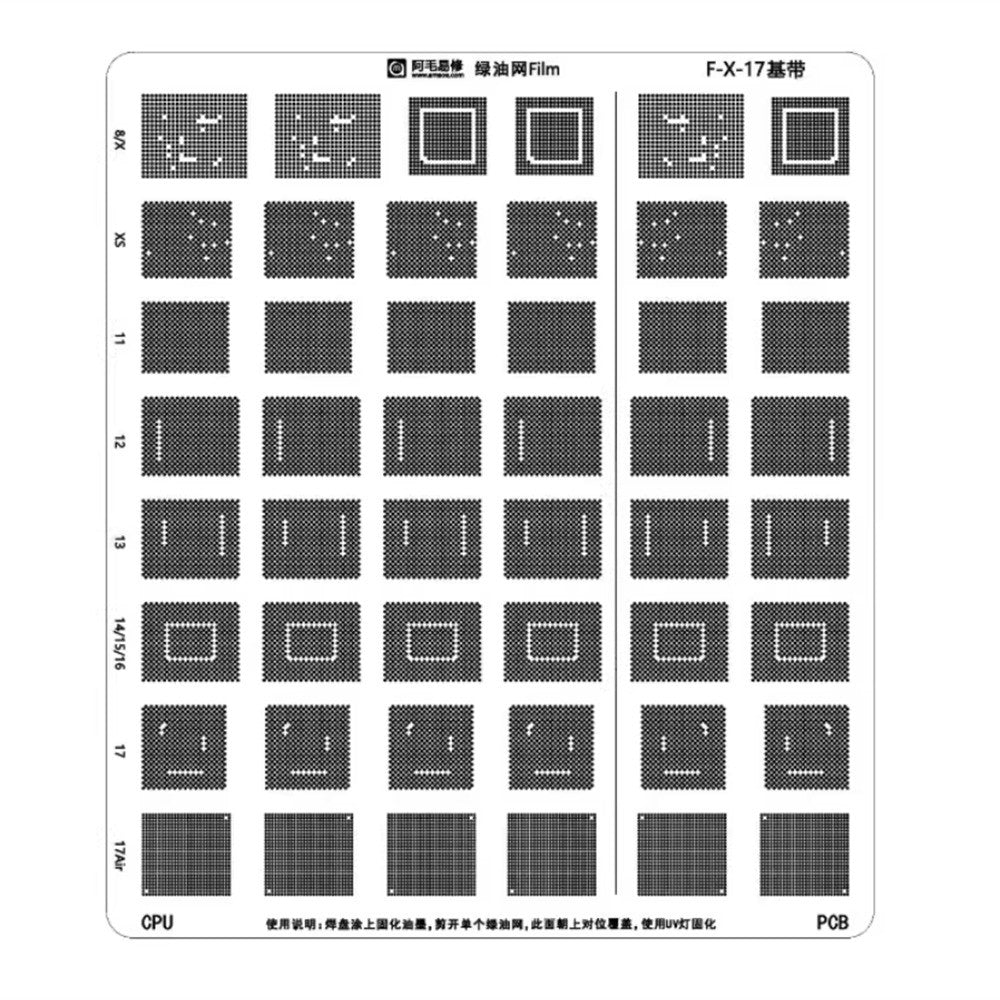 UV-maske skabelon CI Amaoe til Apple iPhone XS - 17 Air Series, IC
