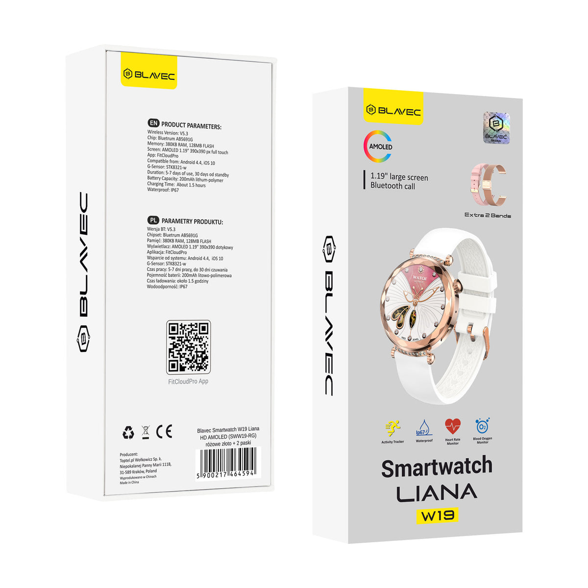 Smartwatch Blavec W19 LIANA, roséguld