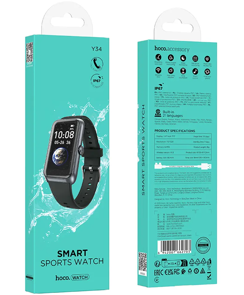 Smartwatch HOCO Y34 Call, Sort