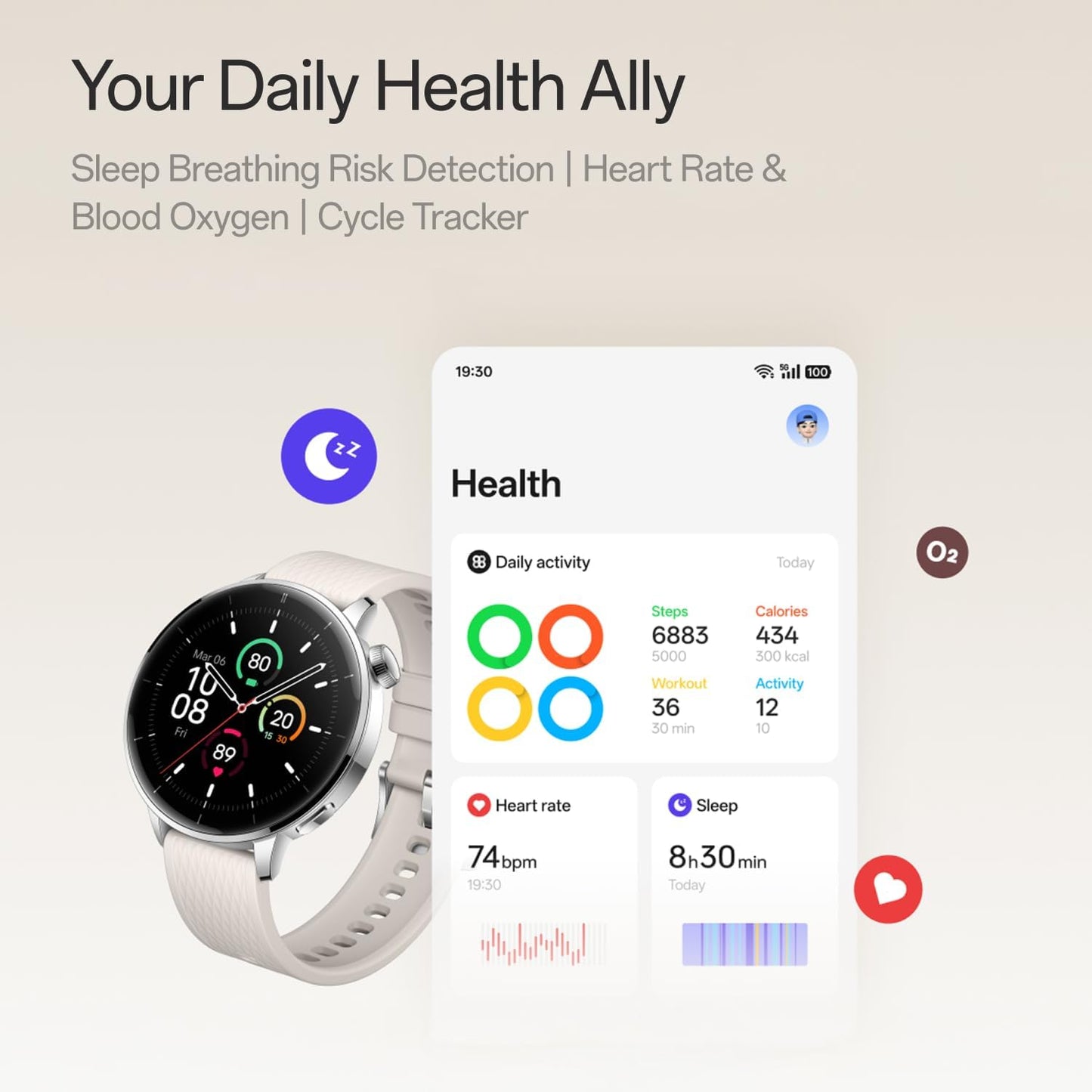 Smartwatch OnePlus Watch 3, 43mm, Sort 5491100421