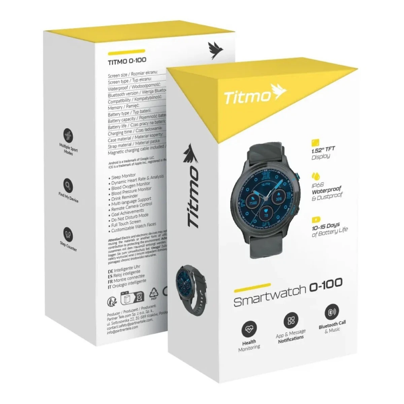 Smartwatch Titmo O-100 Call, Sort