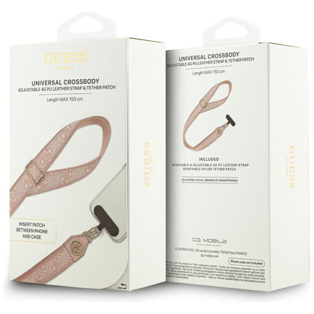 Guess 4G Strass Metal Logo Telefon Snor, Pink