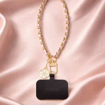 Guess Saffiano 4G Charm Telefon Snor, Sort