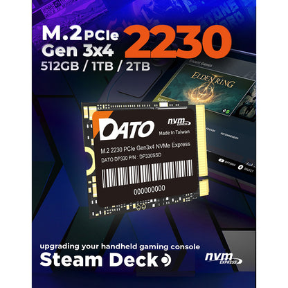 Solid State Drive (SSD) Dato DP330, NVME M.2 2230, PCIE Gen3x4, 2TB, Sort DP330SSD-2TB