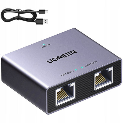 UGREEN NW301 Network Splitter, RJ45 - 2 x RJ45, Gray