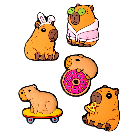 3D OEM Capybara Sticker til Telefon-/Tabletcover, Sæt med 5 stk., Multifarvet