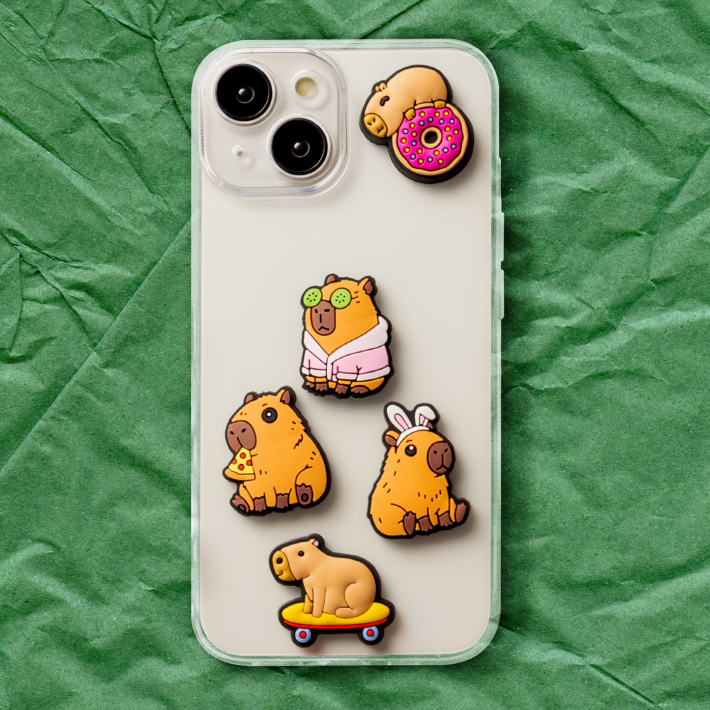 3D OEM Capybara Sticker til Telefon-/Tabletcover, Sæt med 5 stk., Multifarvet