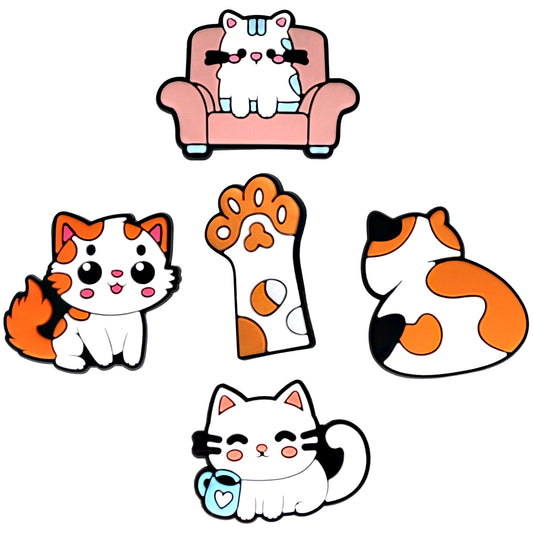 3D OEM Cat Sticker til Telefon-/Tabletcover, Sæt med 5 stk., Multifarvet