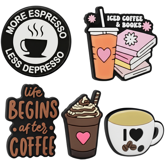 3D OEM Coffee Sticker til Telefon-/Tabletcover, Sæt med 5 stk., Multifarvet