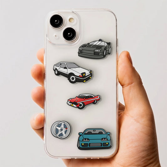 3D OEM Fast Cars klistermærker til telefon-/tabletcover, sæt med 5 stk., flerfarvet