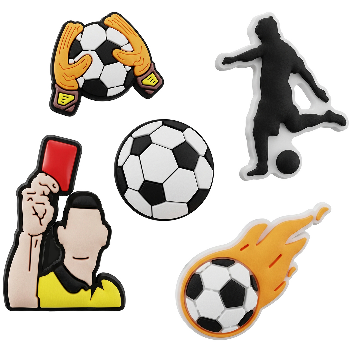 3D OEM Football Sticker til Telefon-/Tabletcover, Sæt med 5 stk., Multifarvet