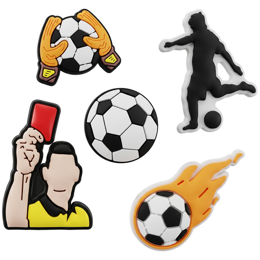 3D OEM Football Sticker til Telefon-/Tabletcover, Sæt med 5 stk., Multifarvet