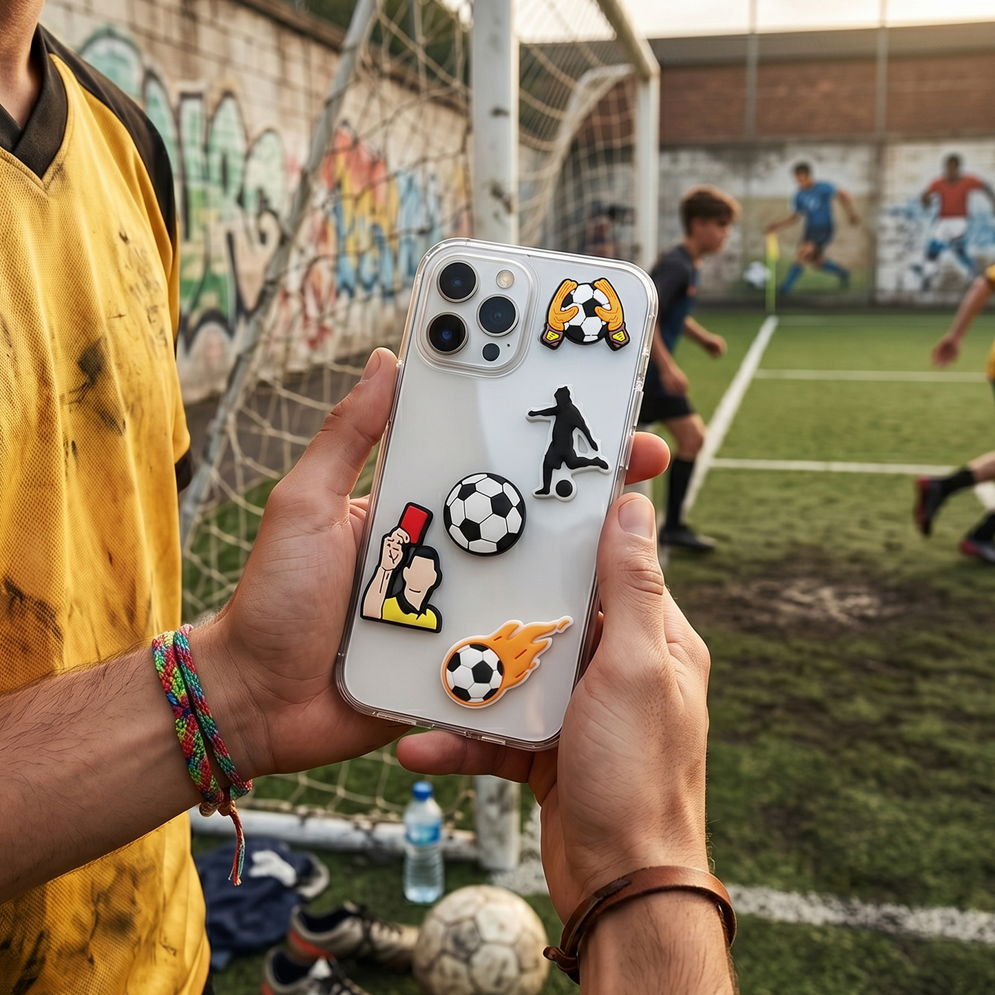 3D OEM Football Sticker til Telefon-/Tabletcover, Sæt med 5 stk., Multifarvet