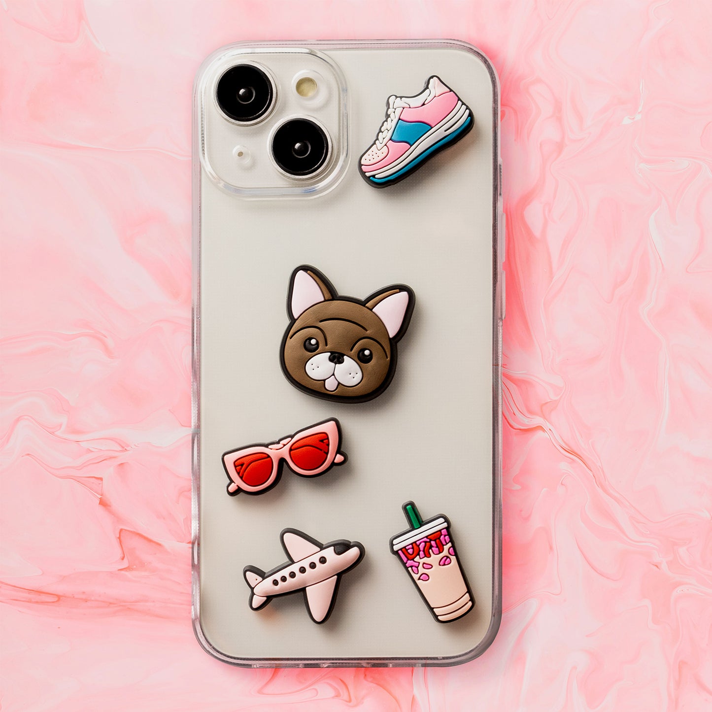 3D OEM Lifestyle Sticker til Telefon-/Tabletcover, Sæt med 5 stk., Lyserød