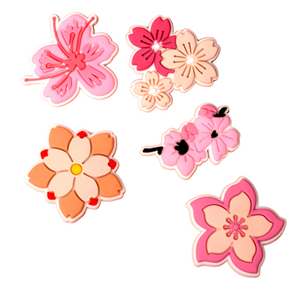 3D OEM Pink Blossom Sticker til Telefon-/Tabletcover, Sæt med 5 stk., Multifarvet