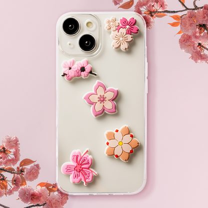3D OEM Pink Blossom Sticker til Telefon-/Tabletcover, Sæt med 5 stk., Multifarvet