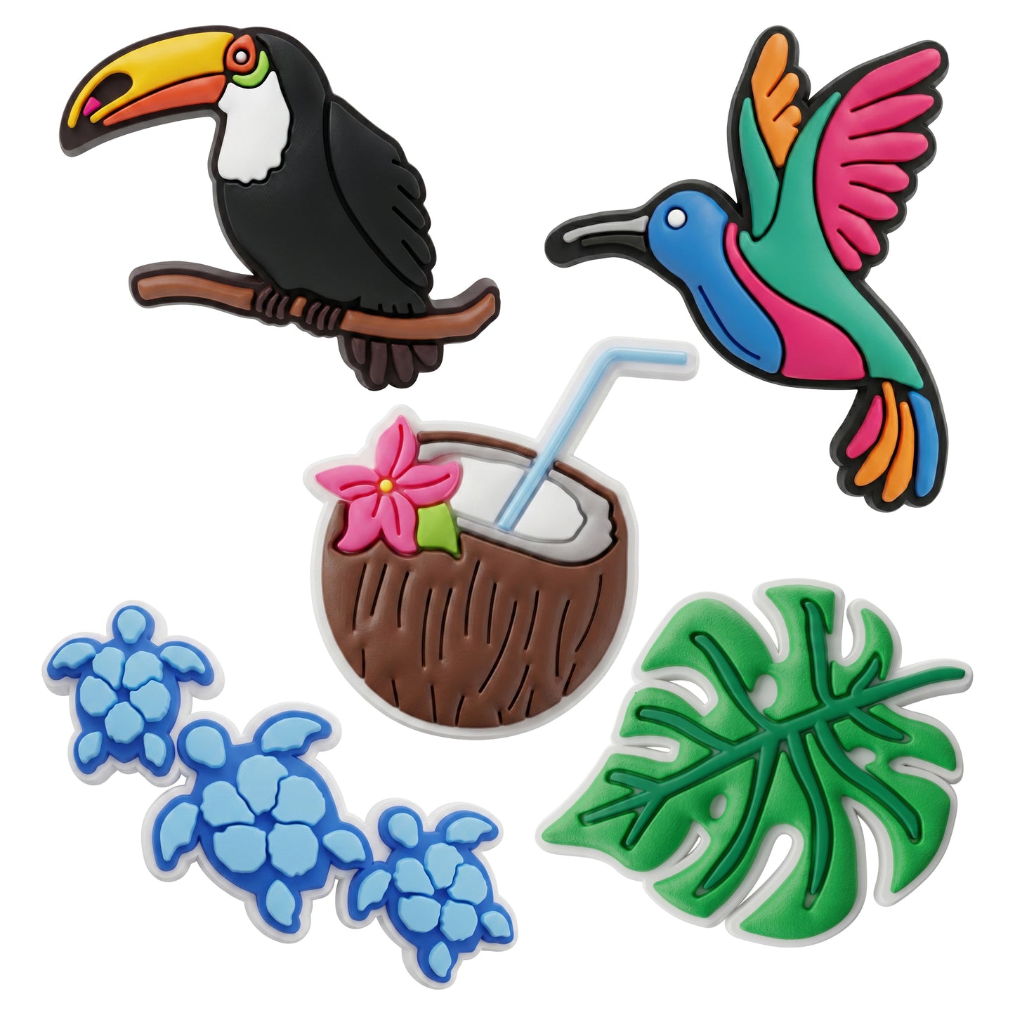 3D OEM Tropical Birds klistermærker til telefon-/tabletcover, sæt med 5 stk., flerfarvet