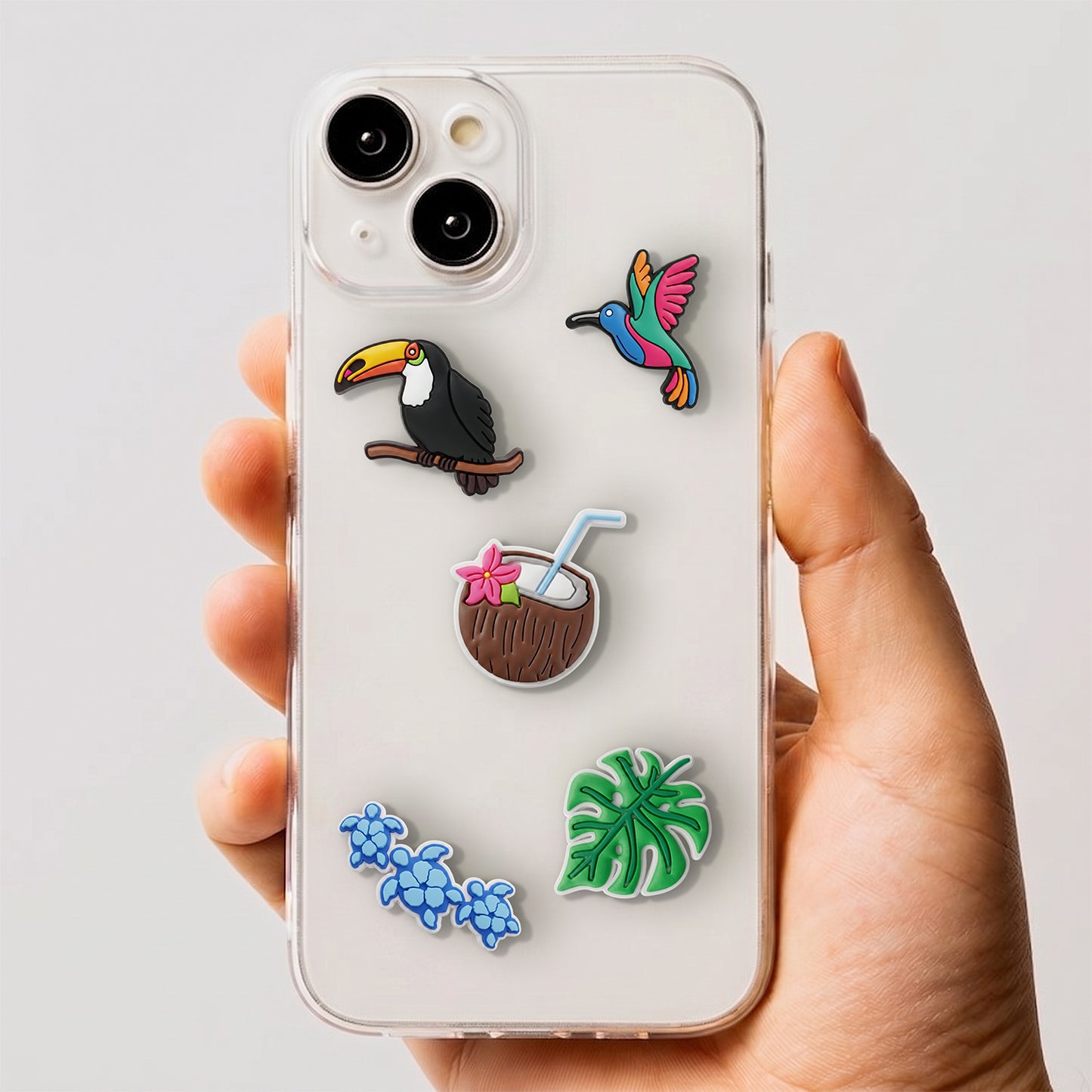 3D OEM Tropical Birds klistermærker til telefon-/tabletcover, sæt med 5 stk., flerfarvet