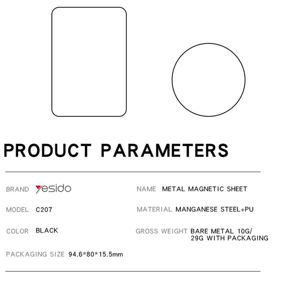 Sticker Metalic Yesido C207 2in1, Sort