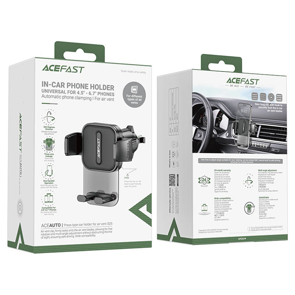 Bilholder Acefast D25, 4.5inch - 6.7inch, Sort