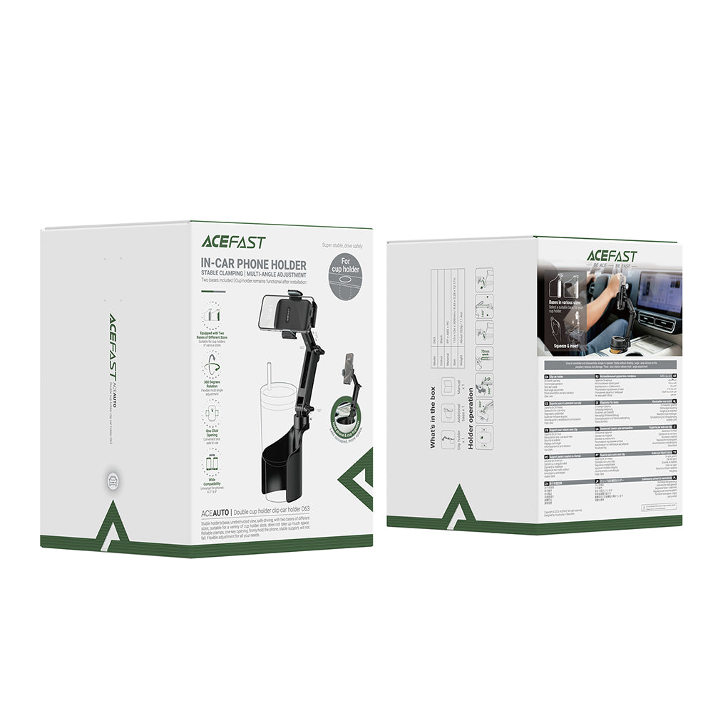 Autoholder Acefast D63, 4.7 tommer - 6.9 tommer, Sort