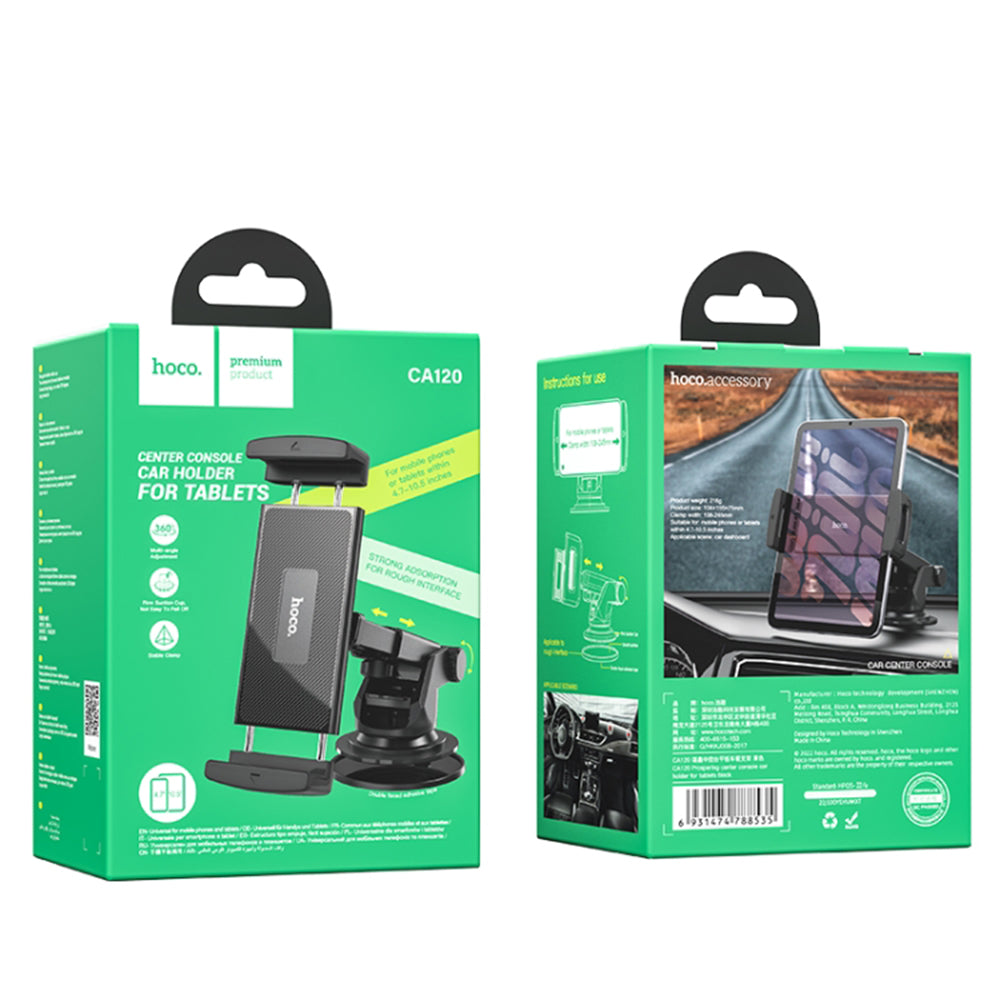 HOCO CA120 Bilholder til Telefon / Tablet, 4,7 tommer - 10,5 tommer, Sort