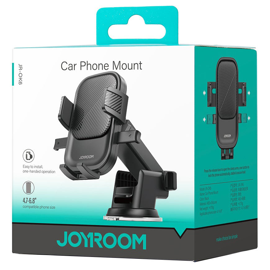 Joyroom JR-OK6 Dash 2 Bilholder, 4,7 tommer - 6,8 tommer, Sort