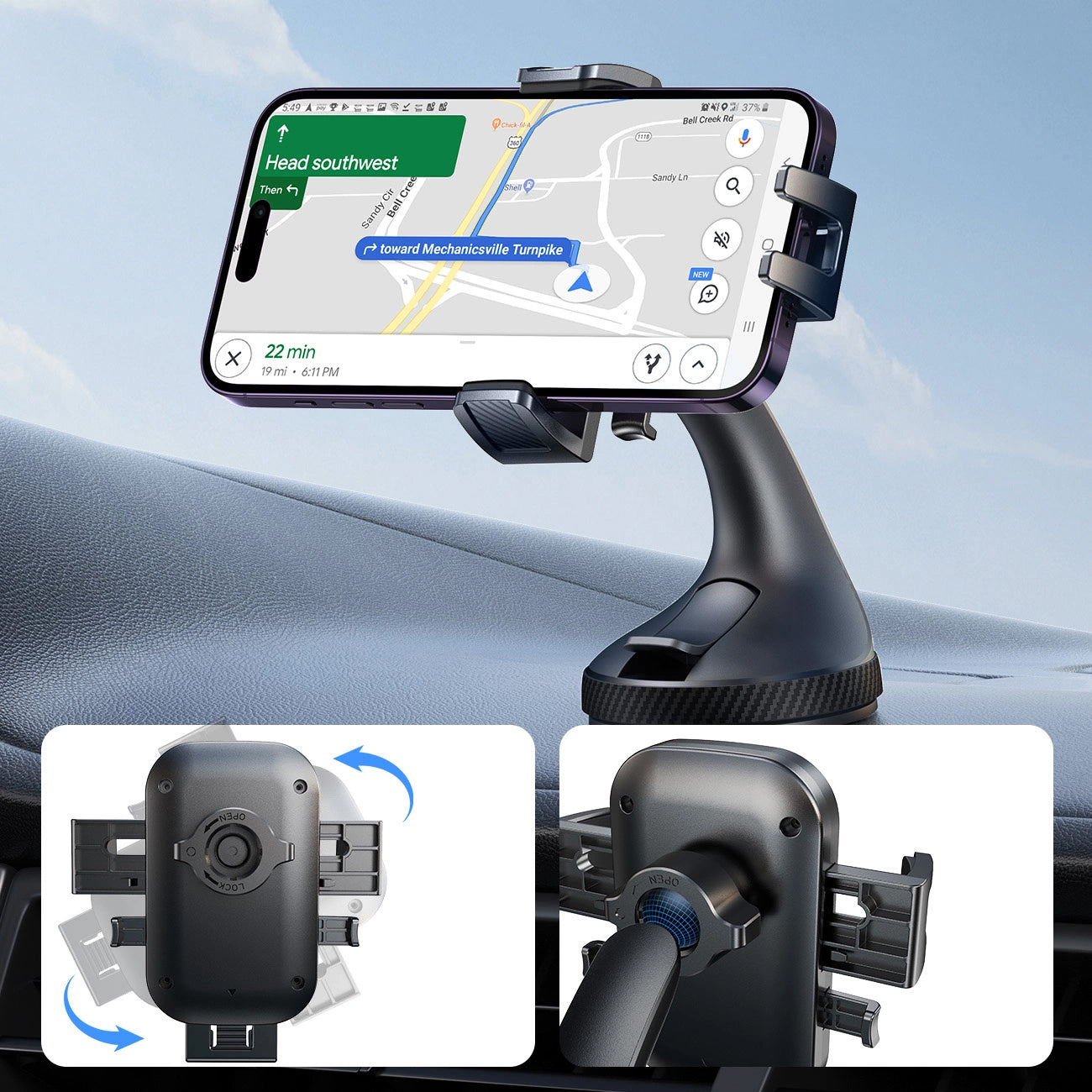 Bilholder Joyroom JR-OK6 Dash, 4.7 tommer - 6.8 tommer, Sort