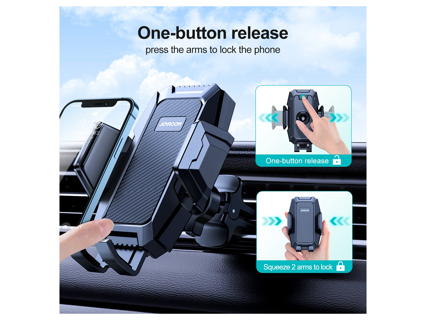 Bilholder Joyroom JR-ZS285, 4.5inch - 6.5inch, Sort