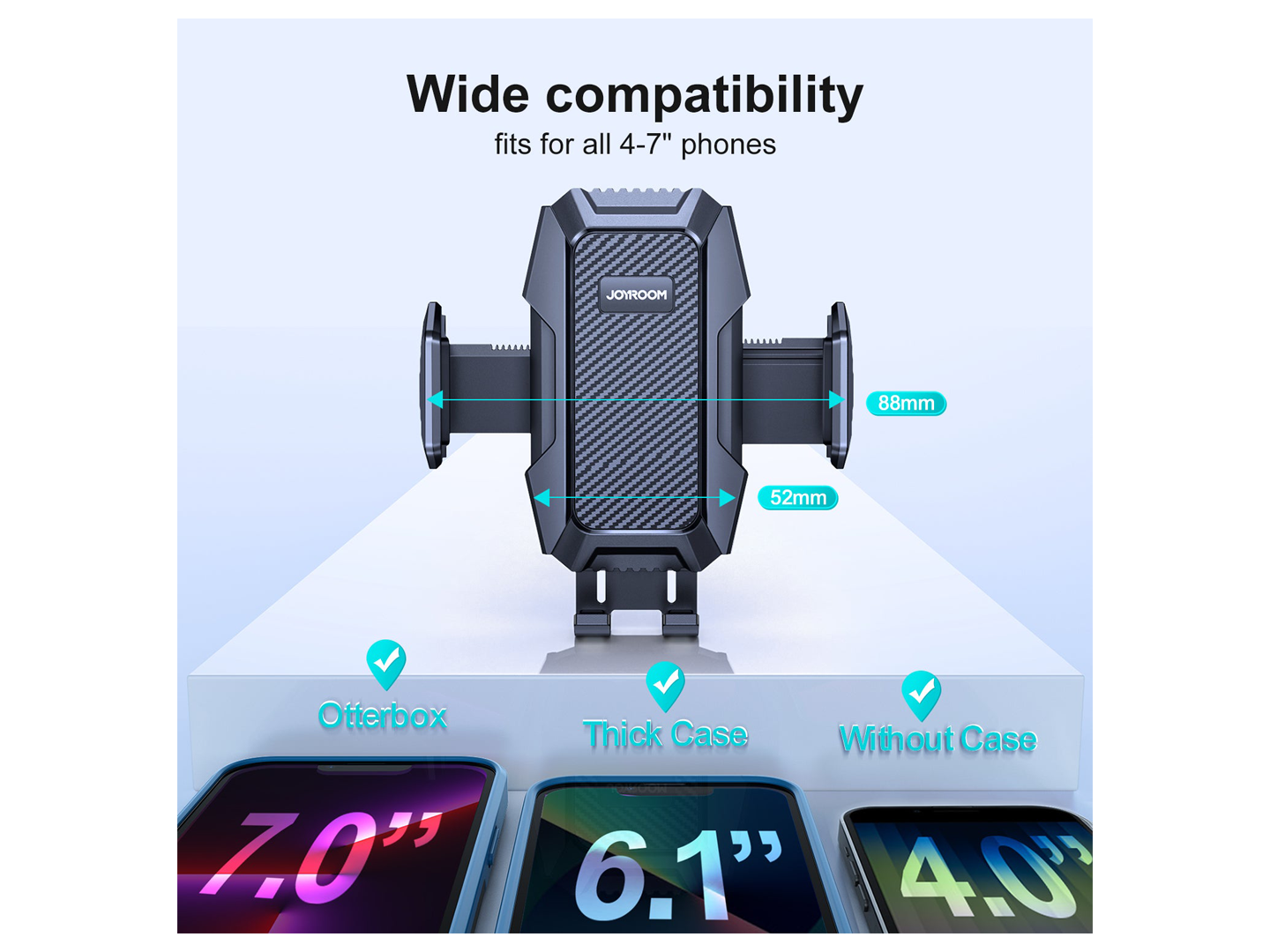 Bilholder Joyroom JR-ZS285, 4.5inch - 6.5inch, Sort