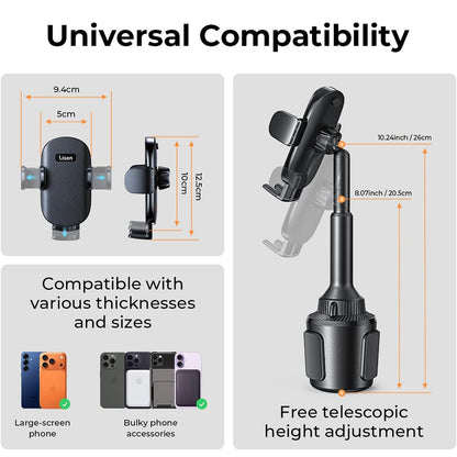 Lisen Bilholder, 4.7inch - 7.2inch, Sort YL0220100001