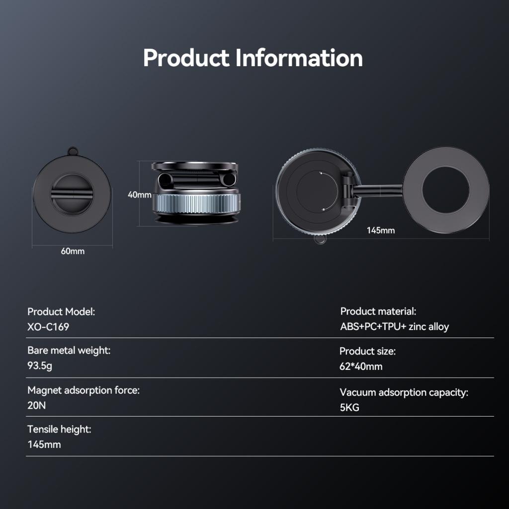 Magnetisk Bilholder XO Design C169, Universal, Sort