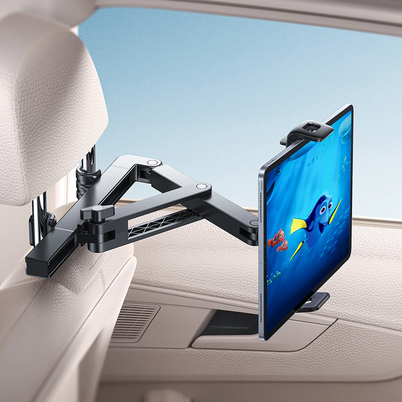 Joyroom JR-ZS433 nakkestøtteholder til bil til telefon/tablet, 4,7 tommer - 13 tommer, sort