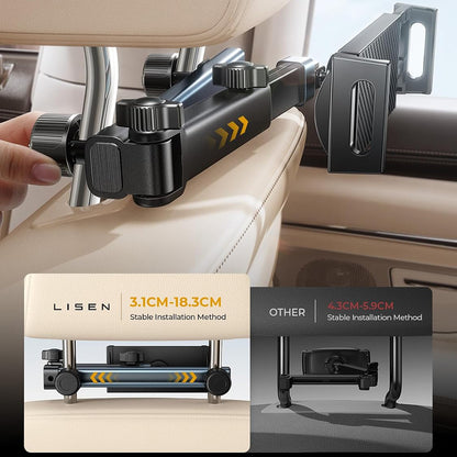 Lisen Headrest Car Holder for Phone / Tablet, 4.7inch - 12.9inch, Black YL0423090004