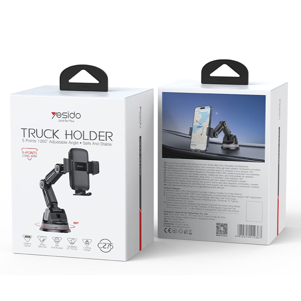 Bilholder Yesido C275, 4.7 tommer - 7.2 tommer, Sort