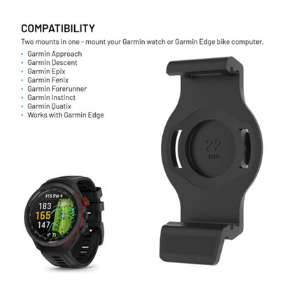 Fast cykelholder til Garmin Watch 22mm / Edge Computer, Sort