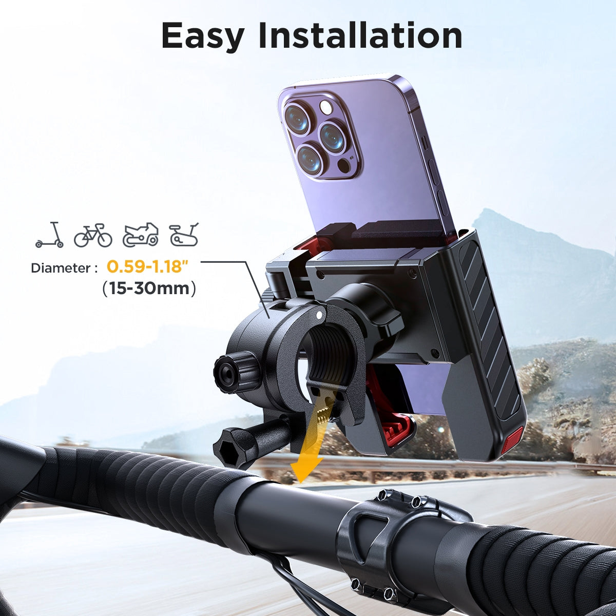 Cykelholder Joyroom JR-ZS266, 4.7 tommer - 7 tommer, Sort