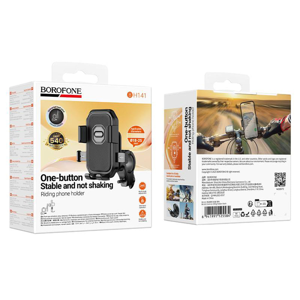 Borofone BH141 Camino Cykel- og Motorcykelholder, 6 tommer - 7 tommer, Sort
