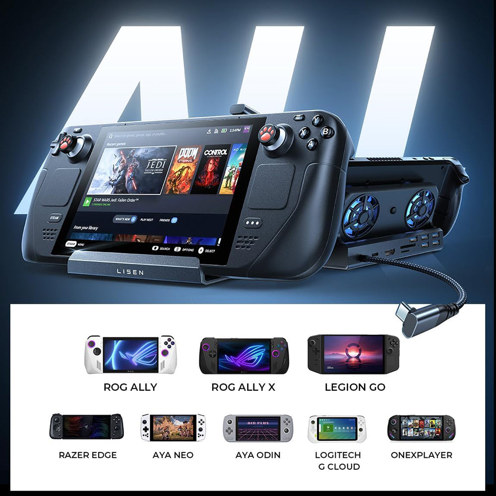 Hub-støtte med køler Lisen S1 til ROG / Lenovo / Razer / Aya / Logitech / Onexplayer-serien, Sort YL0423110005