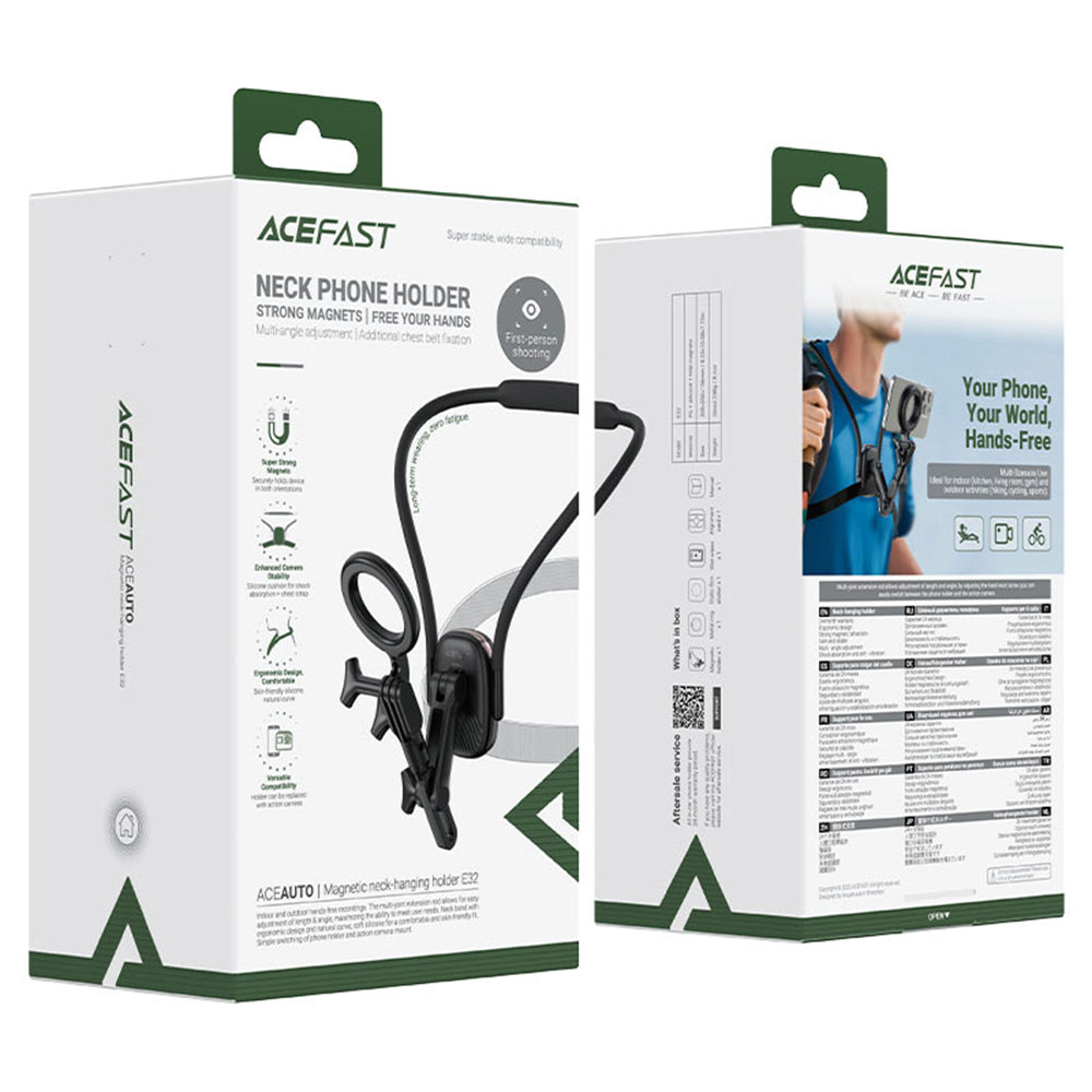 Magnetisk Nakkestøtte Acefast E32, Universal, Sort