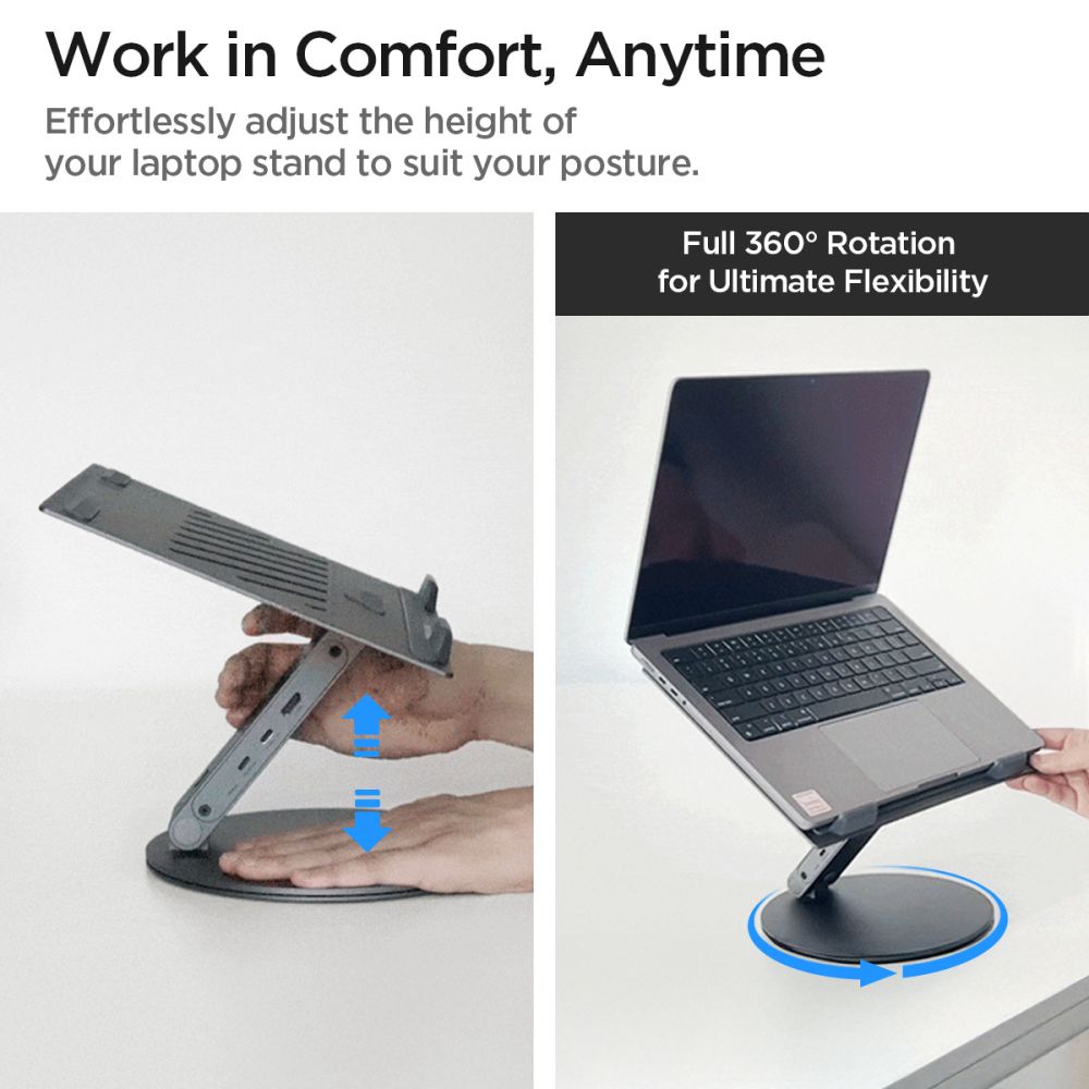 Spigen LD204H Laptopstøtte, Sølv