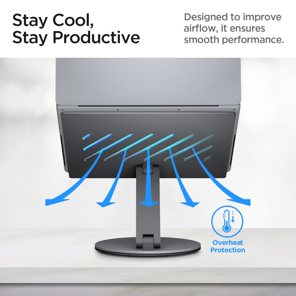 Spigen LD204H Laptopstøtte, Sølv