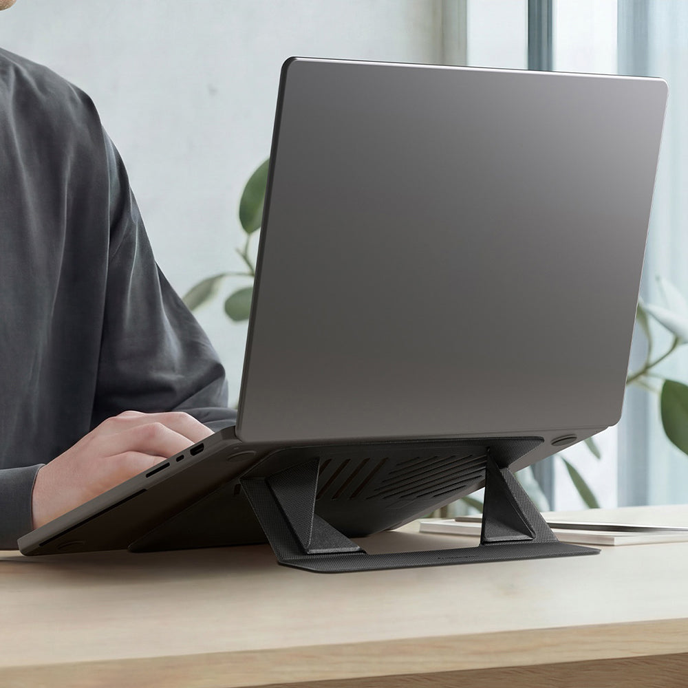 Spigen Slim Fold LD201-S6 stand til bærbar computer max. 14 tommer, sort AMP11115
